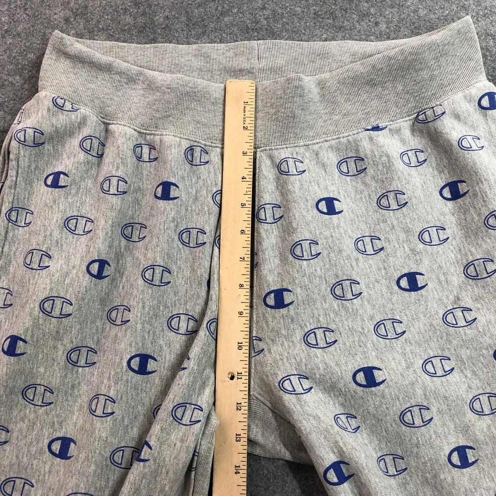 Champion Mens Reverse Weave Sweatpants XL Gray All Over Logo Print Joggers